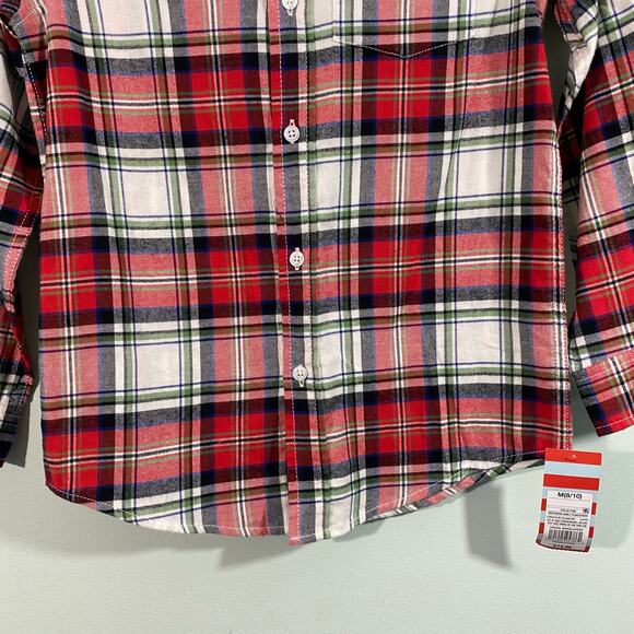 Cat & Jack Boys Christmas Plaid Long Sleeve Button Up Flannel Size M (8/10) NWT - Picture 3 of 7